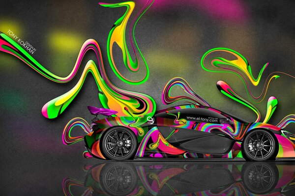 тони кохан mclaren р1 сторона multicolors абстрактные аэрография обои el тони автомобили фотошоп стиль макларен п1 яркая абстракт пластика вид сбоку разноцветная машина 2014