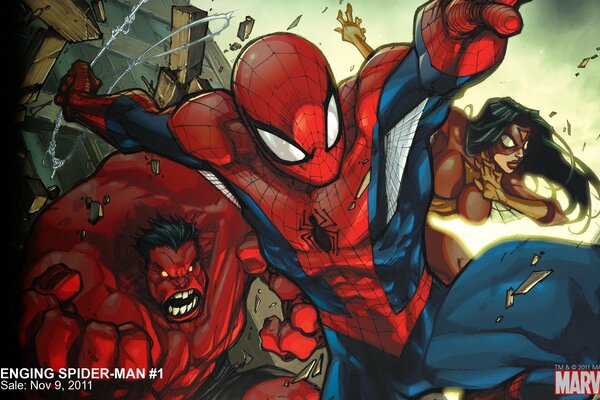 карателя человек-паук красный халк женщина-паук marvel комиксы человек-паук комикс команда