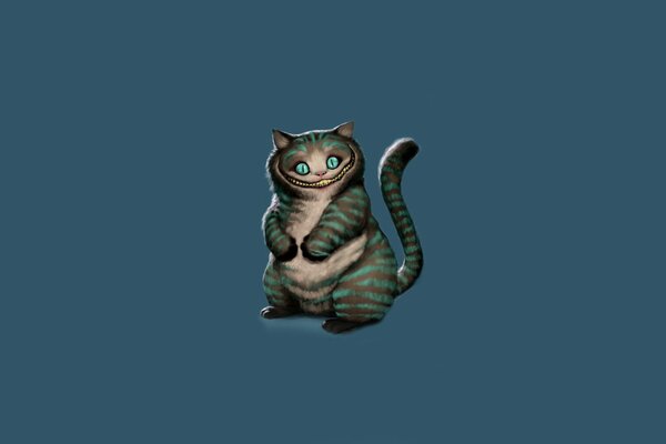 чеширский кот сидит алиса в стране чудес приключения алисы в стране чудес арт минимализм синий фон