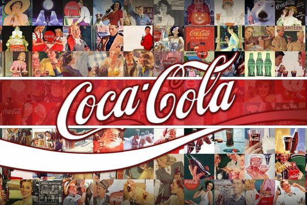 coca-cola логотип напиток брэнд реклама классика фон