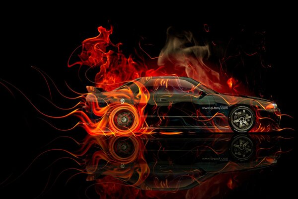тони кохан nissan горизонта гтп r32 пожар оранжевый черный сторона jdm el тони автомобили фотошоп обои искусство дизайн ниссан скайлайн гтр р32 огненная машина огненный автомобиль вид сбоку фон арт 20