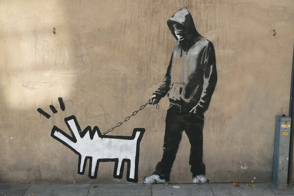 граффити бэнкси häring собаку