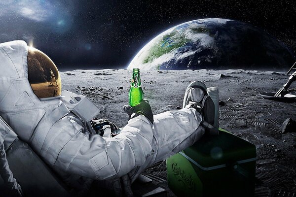 луна космос космонавт астронавт земля пиво carlsberg