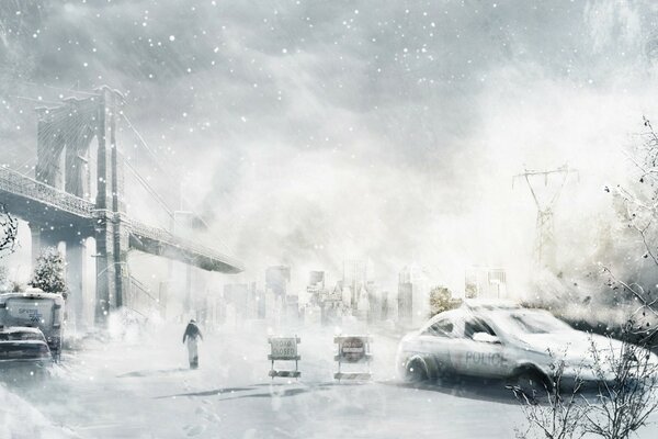 арт город снег мчс автомобиль зима
