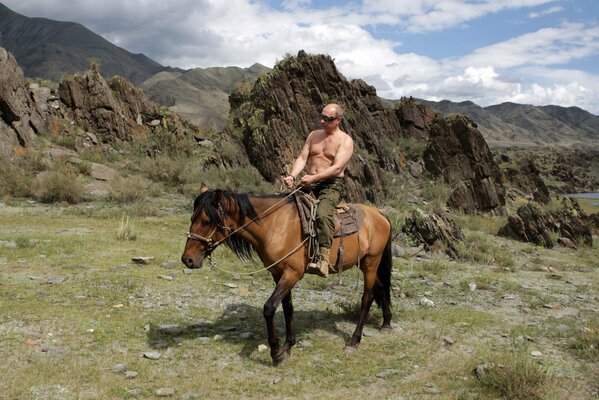 владимир путин президент россии премьер-министр россии лошадь природа горы путин обои