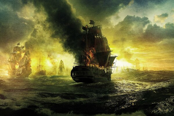 пираты карибского моря на странных берегах черная жемчужина чёрная жемчужина корабли паруса огонь волны море облака
