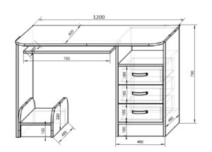 Схема и размер письменного стола