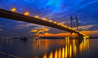 мост огни небо