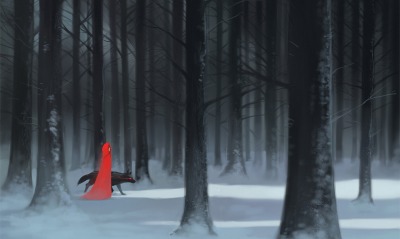 графика рисунок лес волк
