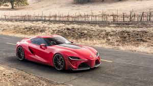 Превью обои toyota, ft-1, красный, вид сбоку