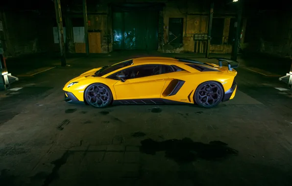 Обои Lamborghini, yellow, Aventador, Novitec, автомобиль, Torado, LP 750-4, wallpaper, Superveloce, car, вид сбоку, ламоборгини