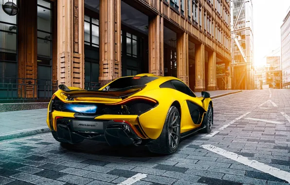 Обои McLaren, Exhaust, Rear, Supercar, Fire, Yellow
