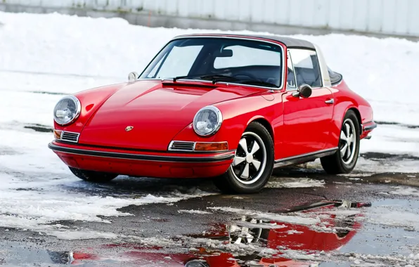 Обои зима, тарга, Targa, 1969, порше, 911, Porsche, классика