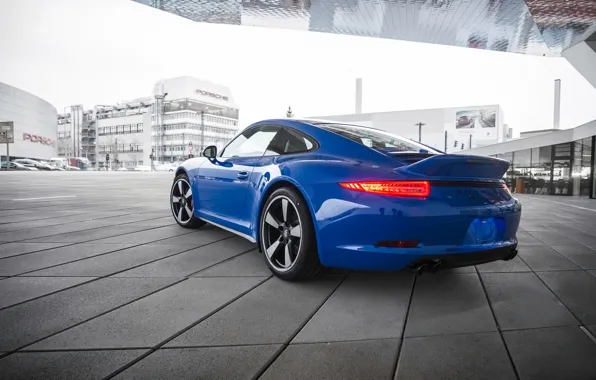 Обои синий, Club Coupe, Porsche, вид сзади, 911, GTS, Порше
