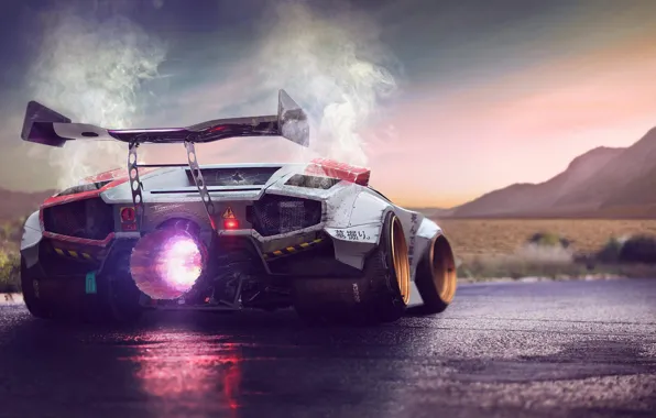 Обои Lamborghini, Power, Fire, Jet, Countach, Engine, by Typerulez, Concept