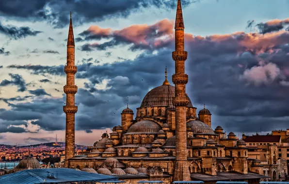 Обои Кабаташ, Стамбул, минарет, Турция, мечеть, дома