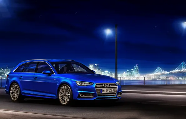 Обои 2015, синяя, quattro, Avant, TDI, ауди, Audi, универсал
