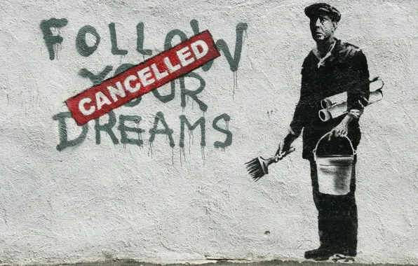 Обои стена, граффити, Banksy