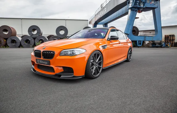 Обои 3D Design, оранжевый, передок, авто, ноздри, BMW, бмв