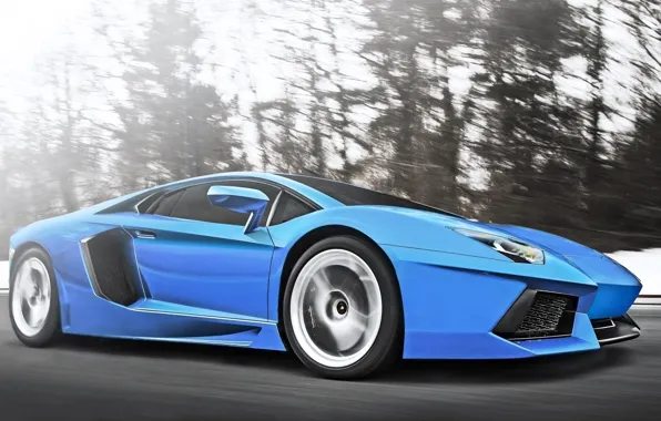 Обои Lamborghini, Скорость, Blue, Speed, Суперкар, LP700-4, Aventador, Supercar