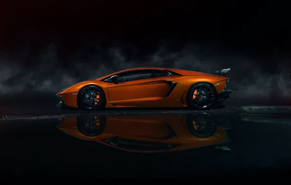 Обои Lamborghini, Orange, Side, LP700-4, Aventador, Supercars, Carporn