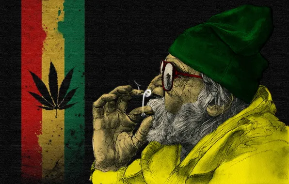 Обои марихуана, дедок, ганджа, флаг ямайки, раста