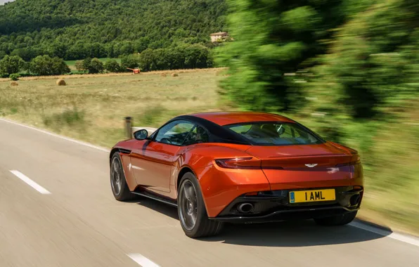 Обои DB11, Aston Martin, скорость, вид сзади, speed, car, авто, road, beautiful