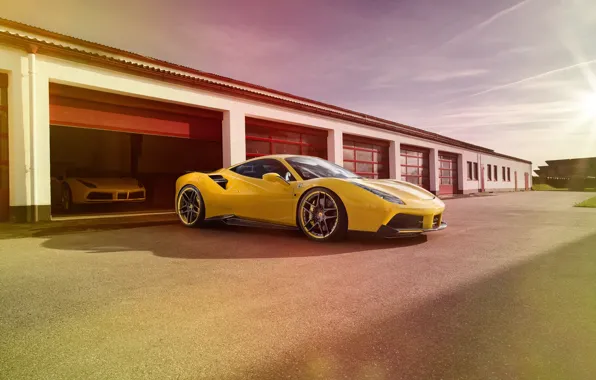 Обои феррари, Rosso, гараж, Ferrari, Novitec, 488 GTB, машина, авто