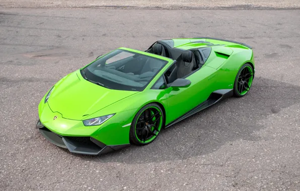 Обои green, зеленый, Lamborghini, Spyder, Novitec, автомобиль, Torado, ламбо, передок, car, Huracan