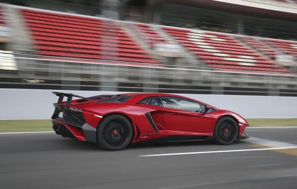 Обои красный, Lamborghini, ламборгини, скорость, Aventador, LP 750-4, Superveloce, машина