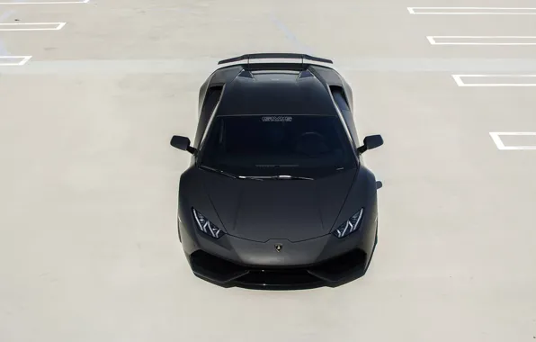 Обои Lamborghini, черный, суперкар, матовый, ламбо, GMG, передок, машина, Huracan