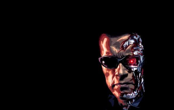 Обои Arnold, Schwarzenegger, terminator, лицо, терминатор, Арнольд, t-800, Шварценеггер, темный