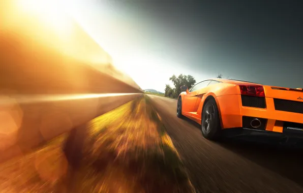 Обои Lamborghini, Gallardo, sunset, orange, Christian Motzek