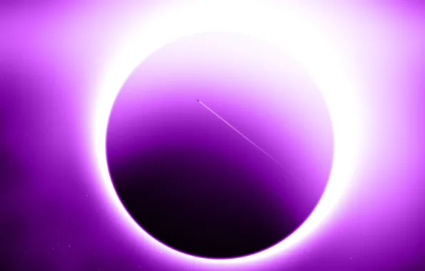 Обои eclipse, sun, planet, effect, violet, sci fi