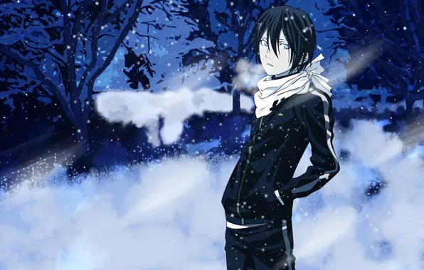 Обои Аниме, снег., Yato, Noragami