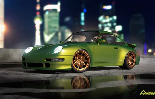 Обои Turbo, Modern, 993, Porsche, Green, by Gurnade