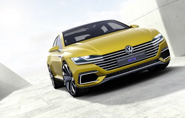 Обои GTE, 2015, Coupe, спорт, Volkswagen, фольксваген, Sport, купе, Concept