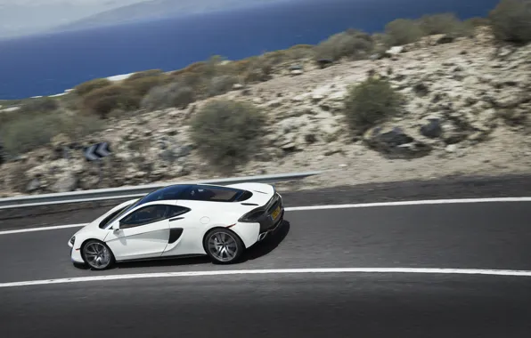 Обои McLaren, 570GT, скорость, авто, дорога, белый, суперкар