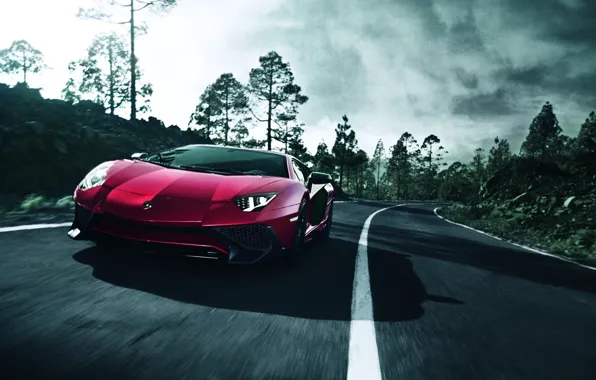 Обои Lamborghini, Red, SuperVeloce, Aventador, LP-750