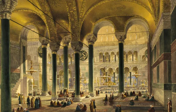 Обои Собор Святой Софии, интерьер, Стамбул, Турция, мечеть, Айия-Софья, музей