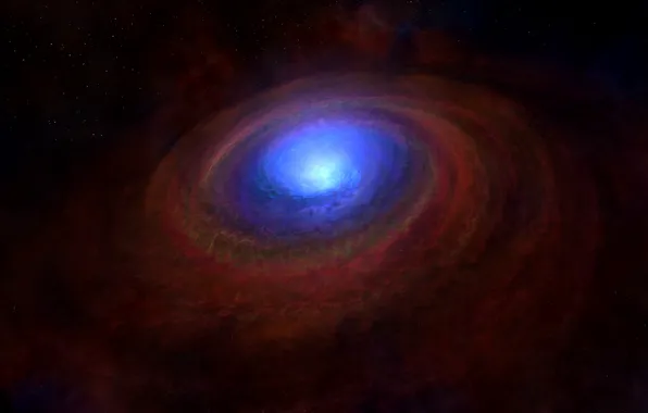 Обои синий, галактика, черная дыра