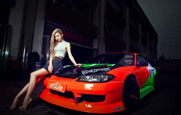 Обои автомобиль, nissan silvia, S15, девушка, korean model, машина, авто, модель, азиатка