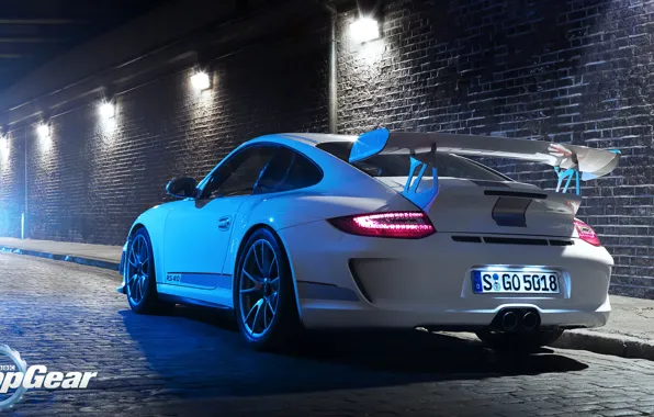 Обои свет, Porsche, тюнинг, 911, дорога, белый, Top Gear