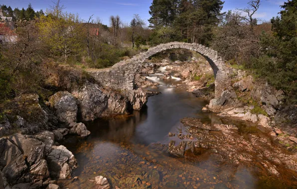 Обои природа, мост, река, Шотландия, ручей