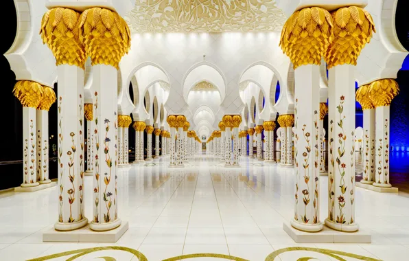 Обои архитектура, ОАЭ, Мечеть шейха Зайда, Абу-Даби, колонны