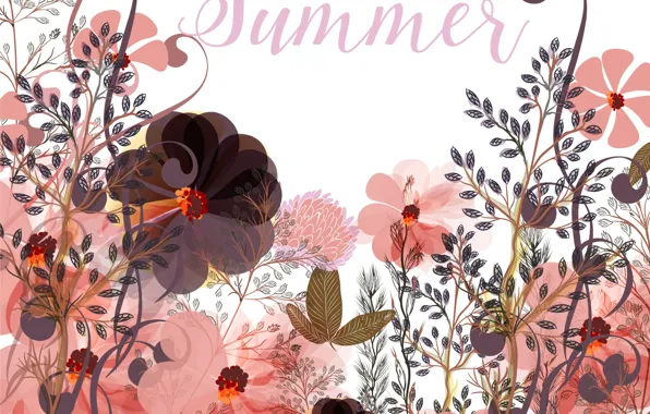 Обои надпись, summer, текстура, вектор, цветы