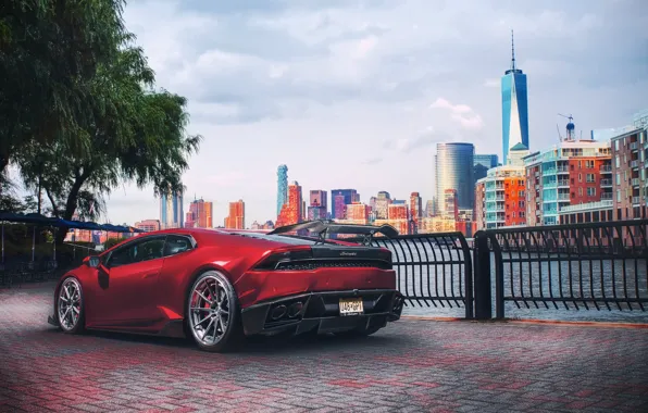 Обои Huracan, light, New Jersey, Lamborghini, red, New York