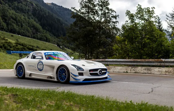 Обои GT3R, SLS, White, Mercedes