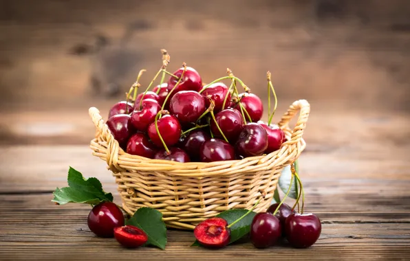 Обои cherry, черешня, корзина, fresh, спелая, fruit, ягоды