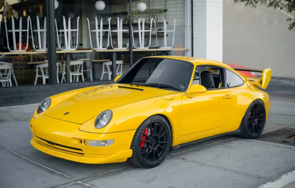 Обои Porsche, желтый, передок